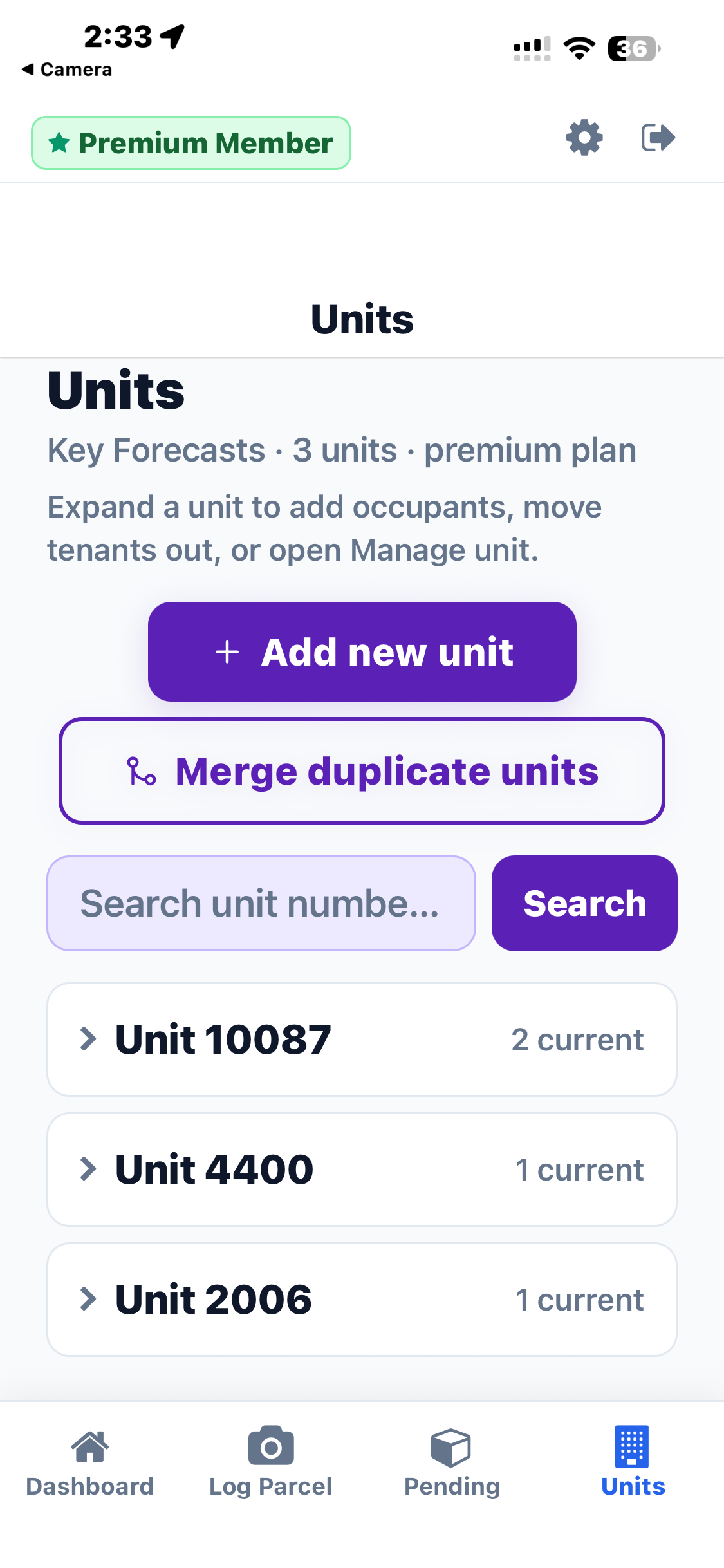 Unit and tenant management portal